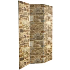 6" Double Sided Stone Wall Canvas Room Divider Gray - Oriental Furniture -Baxton Studio Sale Shop GUEST acaca418 32f2 4e64 b45d f5a8be05510e
