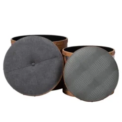 2pc Caleb Ottoman Set With Storage & Foot Stool, Gold-Tone Studs - Baxton Studio 8 2pc Caleb Ottoman Set With Storage & Foot Stool, Gold-Tone Studs - Baxton Studio -Baxton Studio Sale Shop GUEST acbd7702 551f 4ff3 8177 e2b81f8dde93