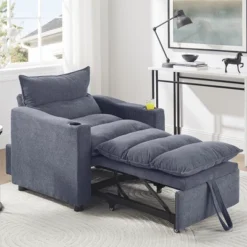 Velvet Convertible 3-in-1 Adjustable Sleeper Sofa Chair With Pullout Bed And Cup Holder 23 Velvet Convertible 3-in-1 Adjustable Sleeper Sofa Chair With Pullout Bed And Cup Holder -Baxton Studio Sale Shop GUEST acd8f684 5850 4023 9e58 cac10d9580d6