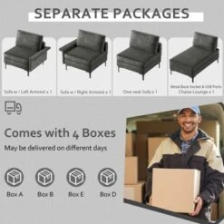 Costway Modern Modular L-shaped Sectional Sofa W/ Reversible Chaise & 2 USB Ports -Baxton Studio Sale Shop GUEST acec1642 3988 4f27 bf7d c43cc551a03f