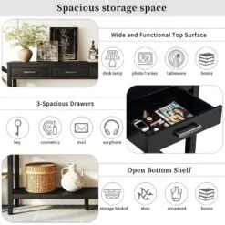 59.1" Modern 3-Drawer Console Table With 1 Shelf For Living Room, Entryway And Hallway - ModernLuxe 18 59.1" Modern 3-Drawer Console Table With 1 Shelf For Living Room, Entryway And Hallway - ModernLuxe -Baxton Studio Sale Shop GUEST acfcffb0 4aa3 4963 849f 00e7678280e2