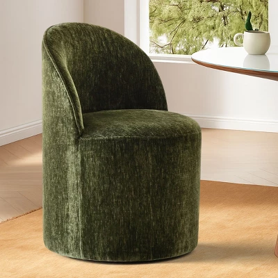 Rolling Barrel Dining Chair, Modern Armless Upholstered Accent Chair With Casters For Kitchen, Home Office, Or Dining Room-Maison Boucle 12 Rolling Barrel Dining Chair, Modern Armless Upholstered Accent Chair With Casters For Kitchen, Home Office, Or Dining Room-Maison Boucle - Image 12