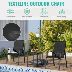 Yaheetech Set Of 2 Outdoor Texteline Stackable Dining Chairs With Backrest/ Armrests For Garden, Lawn, Porch, Backyard Pool 11 Yaheetech Set Of 2 Outdoor Texteline Stackable Dining Chairs With Backrest/ Armrests For Garden, Lawn, Porch, Backyard Pool -Baxton Studio Sale Shop GUEST ad294bea 23f5 4fde a792 2e8f2bcabf5f