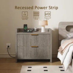 Boersma Fluted Nightstand Set Of 2, 23" Modern Night Stand With Charging Station,Side Table With 2 Drawers,End Table With Storage,Farmhouse Sofa 9 Boersma Fluted Nightstand Set Of 2, 23" Modern Night Stand With Charging Station,Side Table With 2 Drawers,End Table With Storage,Farmhouse Sofa -Baxton Studio Sale Shop GUEST ad7e0bbc 71f6 44a2 b2d2 ebb039811004