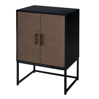 Arina 2 Door Leatherette With Bands Weaving Vision High Accent Cabinet With Adjustable Shelf - The Pop Home 3 Arina 2 Door Leatherette With Bands Weaving Vision High Accent Cabinet With Adjustable Shelf - The Pop Home - Image 3