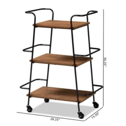 Small Bernard Rustic Industrial Metal And Wood 3 Tier Mobile Wine Bar Cart Black/Walnut - Baxton Studio -Baxton Studio Sale Shop GUEST ad9acae4 0fdb 4ded 9dfe 4f5756c1657b