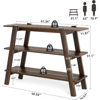 Tribesigns 41.3"Entryway Table Console Tables, 3-Tier Narrow Long With Open Storage Shelves For Living Room, Foyer,Entrance,Hallway,Rustic Brown 1 Tribesigns 41.3"Entryway Table Console Tables, 3-Tier Narrow Long With Open Storage Shelves For Living Room, Foyer,Entrance,Hallway,Rustic Brown