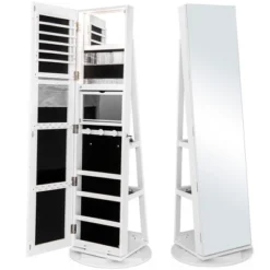 Tangkula Rotating Mirrored Jewelry Cabinet With Mirror Storage Shelves 21 Tangkula Rotating Mirrored Jewelry Cabinet With Mirror Storage Shelves -Baxton Studio Sale Shop GUEST adbada72 2a3d 47ef bc70 b33c74c14216
