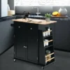 Costway Rolling Kitchen Island Utility Trolley Cabinet Storage Spice Towel Rack