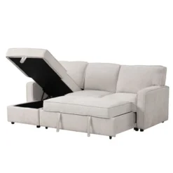89" Sleeper Sectional Sofa Couches With Storage Space, USB Port And 2 Cup Holders-ModernLuxe -Baxton Studio Sale Shop GUEST ae6aa5c2 ac5b 48b2 88a6 f4b6c02d17f9