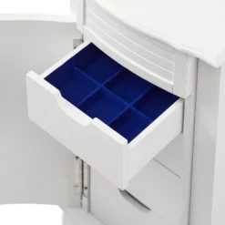 Muriel Solid Wood Modern 4 Lined Drawer 3 Compartment Flip Top Jewelry Armoire White Finish - Powell: Coastal Style, Rubberwood, Felt-Lined -Baxton Studio Sale Shop GUEST ae9ae6ef 5495 4370 8220 31b43329a306