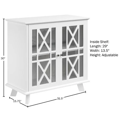 Buffet Cabinet With X-Pattern Doors – Entryway Table With Glass Display Cabinet For Kitchen, Bathroom Or Living Room Storage By Lavish Home (White) 1 Buffet Cabinet With X-Pattern Doors – Entryway Table With Glass Display Cabinet For Kitchen, Bathroom Or Living Room Storage By Lavish Home (White)