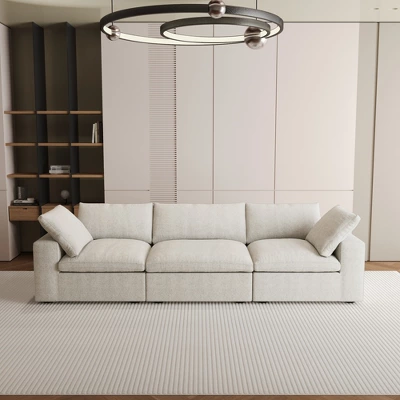 120.45" Cloud Modular Sectional Sofa With Thick Cushion, Minimalist Convertible Couch Deep Seat Couches For Living Room Sofa Sets 12 120.45" Cloud Modular Sectional Sofa With Thick Cushion, Minimalist Convertible Couch Deep Seat Couches For Living Room Sofa Sets - Image 12