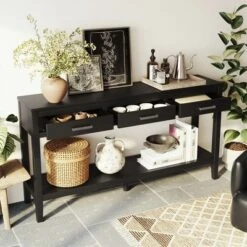 59.1" Modern 3-Drawer Console Table With 1 Shelf For Living Room, Entryway And Hallway - ModernLuxe