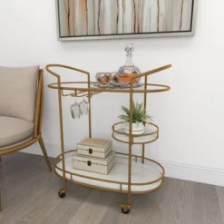 Contemporary Iron Bar Cart Gold - Olivia & May -Baxton Studio Sale Shop GUEST af4c2b0a f372 4d8c a260 164f7d5a3554