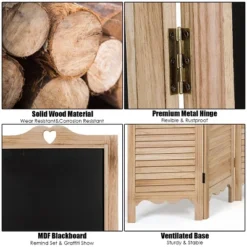 Costway 4-Panel Folding Divider Screen W/Chalkboard 5.7Ft Tall Natural -Baxton Studio Sale Shop GUEST af61171d 5ab9 47c6 85cc 735a206a362e