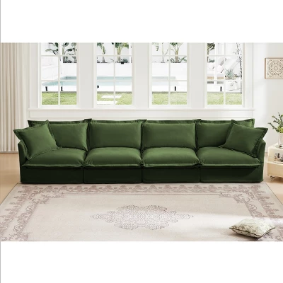 Slipcovered Sectional Sofa, 4 Seater Sofa With Removable Cover, Chenille Fabric Sectional Sofas, Deep Couch For Living Room-Cuddlewood 10 Slipcovered Sectional Sofa, 4 Seater Sofa With Removable Cover, Chenille Fabric Sectional Sofas, Deep Couch For Living Room-Cuddlewood - Image 10