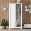 LOVMOR Modern Wooden Wardrobe Armoire, Freestanding Wardrobe Closet Clothes Storage Organizer Cabinet For Bedroom