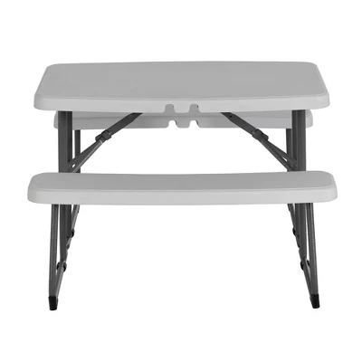 Peakform 37.8 Inch Rectangular Folding Picnic Table, Multipurpose Indoor Outdoor Durable Furniture With Double Bench Seating, White/Black 4 Peakform 37.8 Inch Rectangular Folding Picnic Table, Multipurpose Indoor Outdoor Durable Furniture With Double Bench Seating, White/Black - Image 4