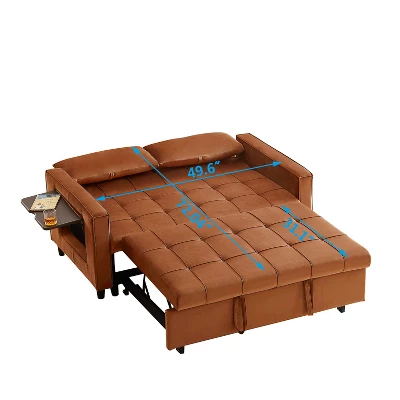 DOMETOUR Convertible Loveseat Sofa Bed With Pull-Out Bed For Living Room Bedroom, Adjustable Backrest Sleeper With 2 Pillows 6 DOMETOUR Convertible Loveseat Sofa Bed With Pull-Out Bed For Living Room Bedroom, Adjustable Backrest Sleeper With 2 Pillows - Image 6