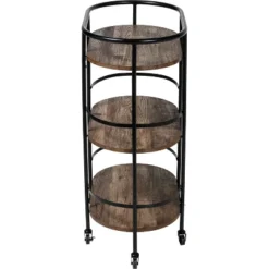 Honey-Can-Do 3 Tier Oval Bar Cart Walnut -Baxton Studio Sale Shop GUEST b002d473 4bf6 4198 be53 aca09a739ea8