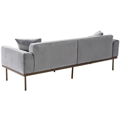 Modern Velvet Loveseat Sofa With Metal Legs And Two Pillows-ModernLuxe 9 Modern Velvet Loveseat Sofa With Metal Legs And Two Pillows-ModernLuxe - Image 9