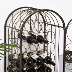 HOMCOM 45 Bottle Wrought Iron Wine Rack Jail With Lock - Antique Bronze 8 HOMCOM 45 Bottle Wrought Iron Wine Rack Jail With Lock - Antique Bronze -Baxton Studio Sale Shop GUEST b03a2298 ca51 48a7 9601 9b2f9bc9d008