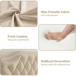 Upholstered Canopy Bed Frame With Headboard, Button Tufted, Nailhead Trim Design, No Box Spring Required 10 Upholstered Canopy Bed Frame With Headboard, Button Tufted, Nailhead Trim Design, No Box Spring Required -Baxton Studio Sale Shop GUEST b0bdacba 806f 49ac 9572 874eda824131