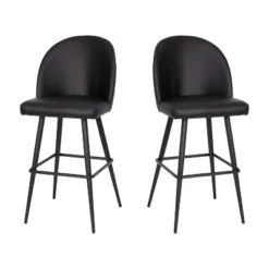 Merrick Lane Set Of 2 Modern Armless Barstools With Contoured Backs, Steel Frames, And Integrated Footrests -Baxton Studio Sale Shop GUEST b1264c90 4f0e 45b1 8f39 85cf82c1fa90