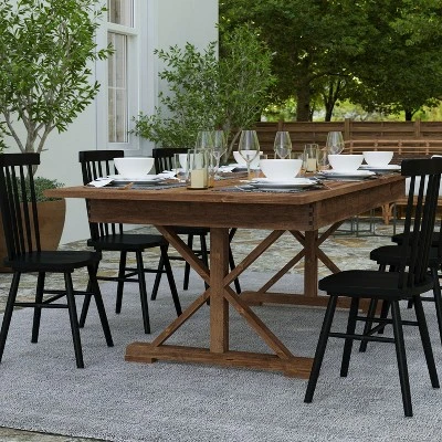 Merrick Lane 8' X 40" Rectangular Antique Rustic Solid Pine Foldable Dining Table With Crisscross Legs 5 Merrick Lane 8' X 40" Rectangular Antique Rustic Solid Pine Foldable Dining Table With Crisscross Legs - Image 5