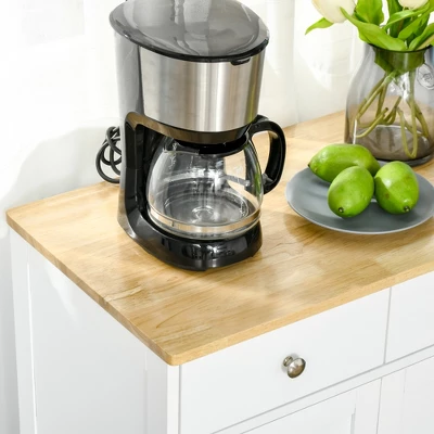 HOMCOM Kitchen Storage Cabinet, Sideboard Floor Cupboard With Solid Wood Top, Adjustable Shelf, And 2 Drawers For Living Room, And Hallway 5 HOMCOM Kitchen Storage Cabinet, Sideboard Floor Cupboard With Solid Wood Top, Adjustable Shelf, And 2 Drawers For Living Room, And Hallway - Image 5