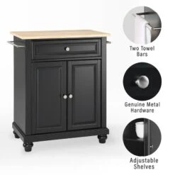 Cambridge Wood Top Portable Kitchen Island/Cart Black/Natural - Crosley -Baxton Studio Sale Shop GUEST b1bf6200 e89f 41a0 8600 42d3cfe9e12f