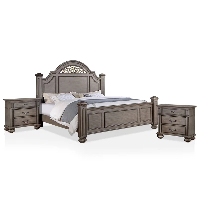 3pc Pennings Traditional Bed Set With 2 Nightstands Gray - HOMES: Inside + Out 16 3pc Pennings Traditional Bed Set With 2 Nightstands Gray - HOMES: Inside + Out - Image 16
