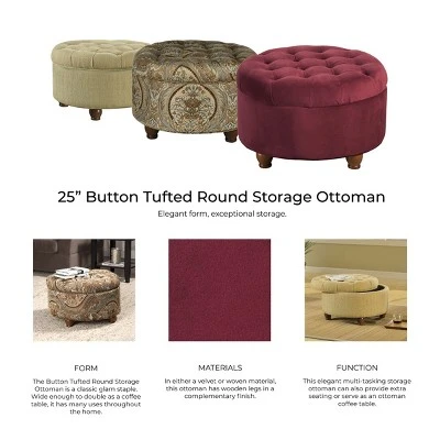 Tweed Tufted Storage Ottoman Tan/Cream - HomePop: Button Tufted, Wood Legs, Lift-Off Lid 7 Tweed Tufted Storage Ottoman Tan/Cream - HomePop: Button Tufted, Wood Legs, Lift-Off Lid - Image 7
