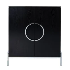 Henstinger Double Door Bar Cabinet Black/Chrome - Aiden Lane -Baxton Studio Sale Shop GUEST b25786f6 34aa 4fb8 8ee2 e40297800ff1