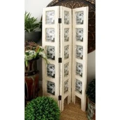 Farmhouse Chinquapin Wood Rectangle Room Divider Screen White - Olivia & May
