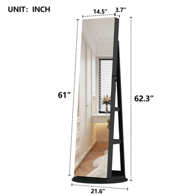 KWPZQEB 360° Swivel Jewelry Cabinet, Lockable Jewelry Organizer With Full-Length Mirror, Rear Storage Shelves, Jewelry Armoire For Bedroom 5 KWPZQEB 360° Swivel Jewelry Cabinet, Lockable Jewelry Organizer With Full-Length Mirror, Rear Storage Shelves, Jewelry Armoire For Bedroom - Image 5