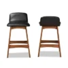 2pc Darrin Faux Leather And Wood Counter Height Barstools Black/Walnut/Brown - Baxton Studio