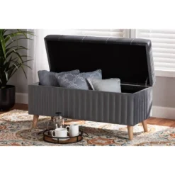Hanley Velvet Fabric Upholstered And Wood Storage Ottoman - Baxton Studio -Baxton Studio Sale Shop GUEST b3008164 cf72 4f5d 81f4 ee64013ea1b3