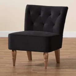 Harmon Velvet Fabric Upholstered And Wood Accent Chair Black/Walnut Brown - Baxton Studio -Baxton Studio Sale Shop GUEST b328a294 7048 49d0 a9bf d6cb738270dd