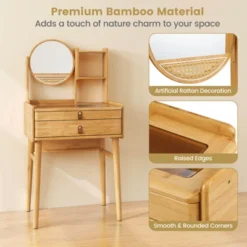 Costway 23.5" Compact Makeup Table Set With 2 Drawers Open Storage Shelves Vanity Stool 12 Costway 23.5" Compact Makeup Table Set With 2 Drawers Open Storage Shelves Vanity Stool -Baxton Studio Sale Shop GUEST b32cf669 77a0 41f5 8cae 6fcaf951c0af