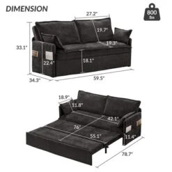 NicBex Convertible Pull Out Sofa Bed Loveseat Couch With Charging Ports & Side Storage,Chenille Fabric Sleeper Sofa For Living Room,Bedroom,Black59.5" -Baxton Studio Sale Shop GUEST b32dadea ce77 445c ac9e a1670a2de0cd