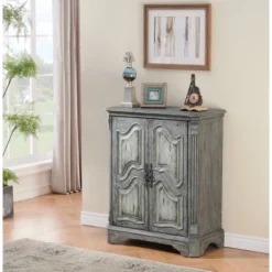 Operose Ville 2 Door Wine Cabinet With White Door Insets Distressed Gray Blue - Treasure Trove Accents -Baxton Studio Sale Shop GUEST b3d2ebaf 0a10 4cae 858d b097ccf8bbc7