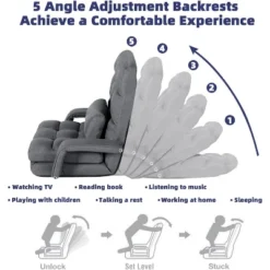 Folding Sofa Bed With USB, Convertible Sleeper Chair With 5-Position Adjustable Back, Small Comfy Couch For Bedroom, Apartment, Dorm – Grey -Baxton Studio Sale Shop GUEST b3ef9d0f 05b2 4b4b a1b8 df1ad31811b1