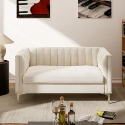 55 In. Wide Mid-Century Channel Tufted Velvet 2-Seater Sofa Couch Loveseat - Morden Fort 20 55 In. Wide Mid-Century Channel Tufted Velvet 2-Seater Sofa Couch Loveseat - Morden Fort -Baxton Studio Sale Shop GUEST b403ed7e 3300 41db 8852 df41cac8ec0d