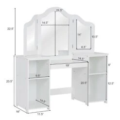Costway Vanity Table Set Makeup Dressing Kids Girls Study Table Tri Folding Mirror 12 Costway Vanity Table Set Makeup Dressing Kids Girls Study Table Tri Folding Mirror -Baxton Studio Sale Shop GUEST b4990e02 ccb0 43ca aa07 e34fbca0020d