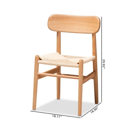 2pc Raheem Hemp And Wood Dining Chair Set Brown - Baxton Studio 8 2pc Raheem Hemp And Wood Dining Chair Set Brown - Baxton Studio - Image 8