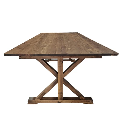 Merrick Lane 8' X 40" Rectangular Antique Rustic Solid Pine Foldable Dining Table With Crisscross Legs 2 Merrick Lane 8' X 40" Rectangular Antique Rustic Solid Pine Foldable Dining Table With Crisscross Legs - Image 2