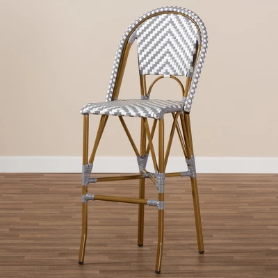 Baxton Studio Ilene Indoor And Outdoor Stackable Bistro Barstool Gray/White - BaxtonStudio 3 Baxton Studio Ilene Indoor And Outdoor Stackable Bistro Barstool Gray/White - BaxtonStudio - Image 3
