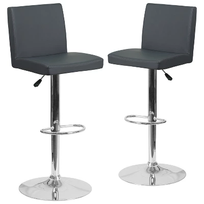 Emma And Oliver 2 Pack Contemporary Vinyl Adjustable Height Barstool With Panel Back And Chrome Base 6 Emma And Oliver 2 Pack Contemporary Vinyl Adjustable Height Barstool With Panel Back And Chrome Base - Image 6